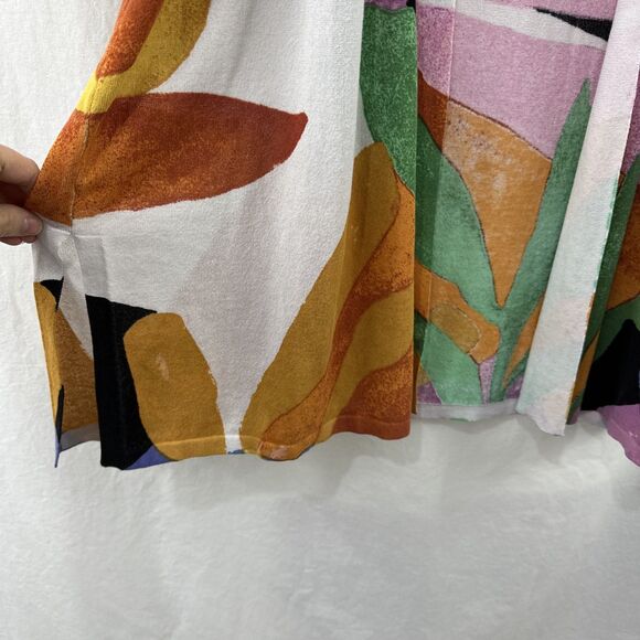 Chicos Summer Romance Tropical Midi Cardigan Womens L Colorful Open Beach - Picture 5 of 7